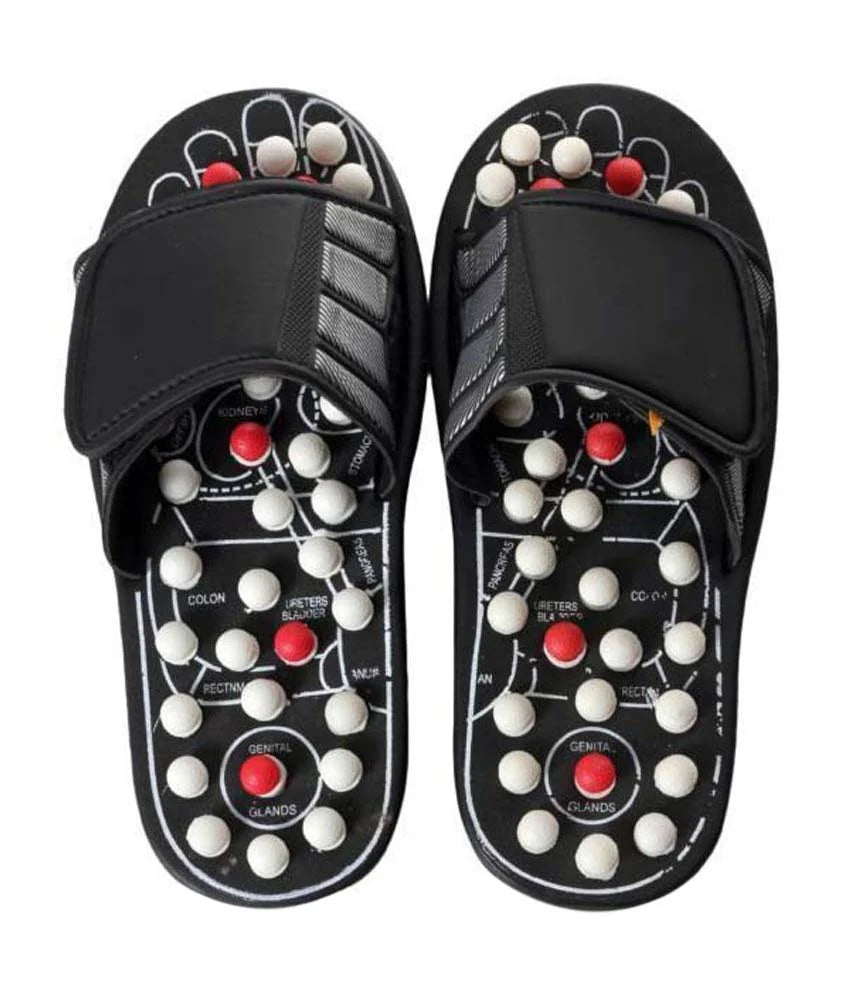 Footwear Slides Chappal for Men and Women Acupressure Slippers for Foot Massage Massager (Black)
